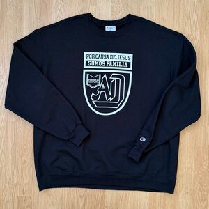 Champion Authentic Crewneck Sweatshirt 2XL Black Christian Faith Spanish Jesus